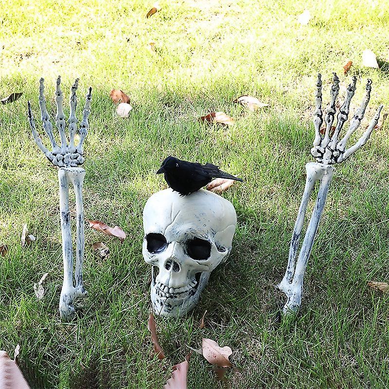 4-piece set of Halloween skeleton simulation hand bone skeleton crow props garden decoration
