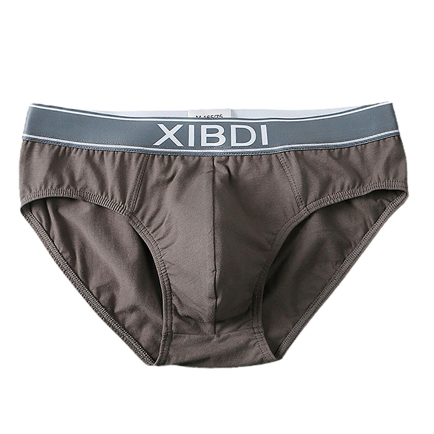 Soutong Men Briefs Solid Color U Convex Trendy Low Waist Stretchy Underpants for Daily Wear