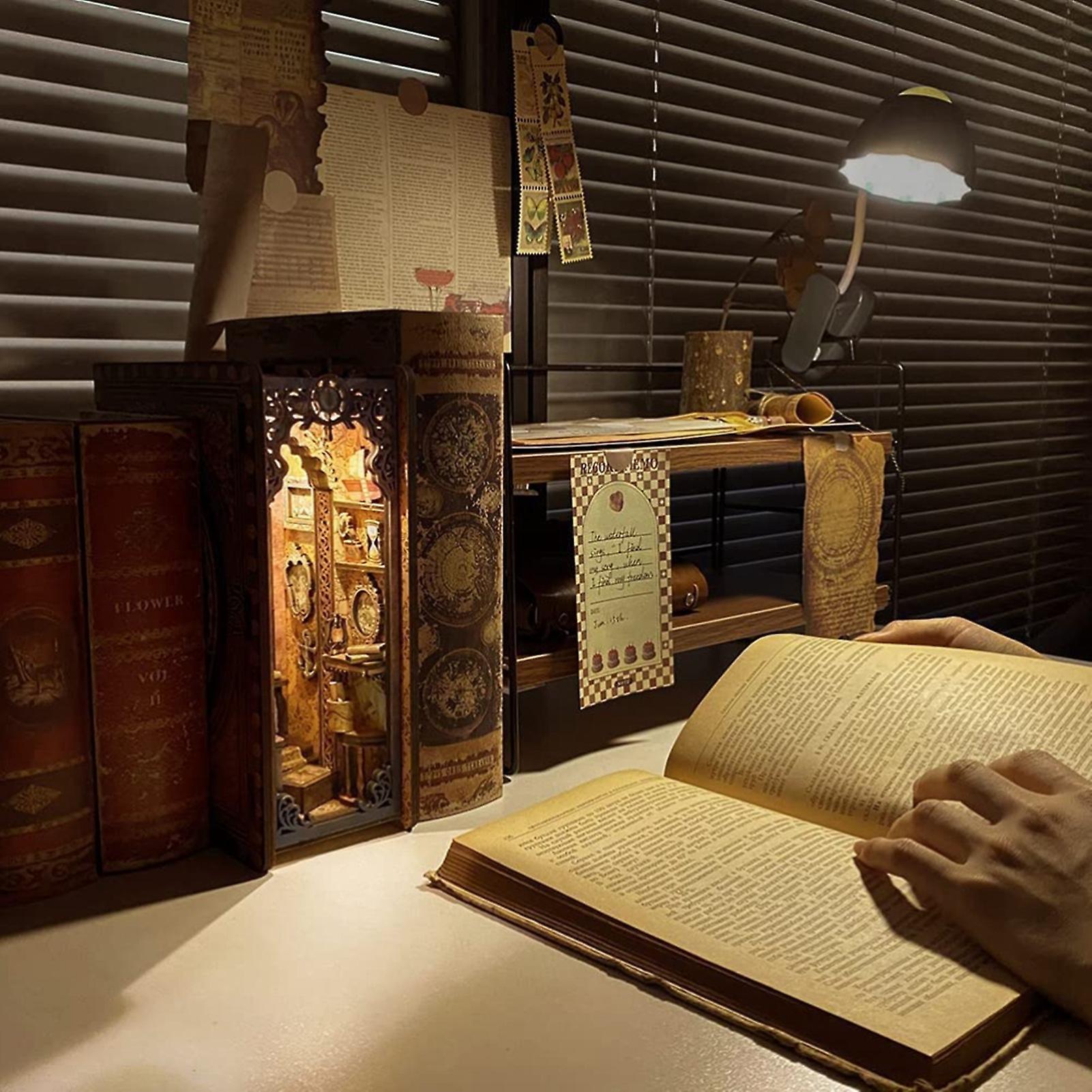 DIY Book Nook Kit 3D Wooden Book Model Puzzle Building Kit Bookshelf Insert Decor Home Table Ornament