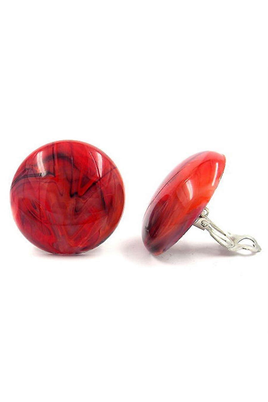Clip-on Earring Red Black - Gl03955