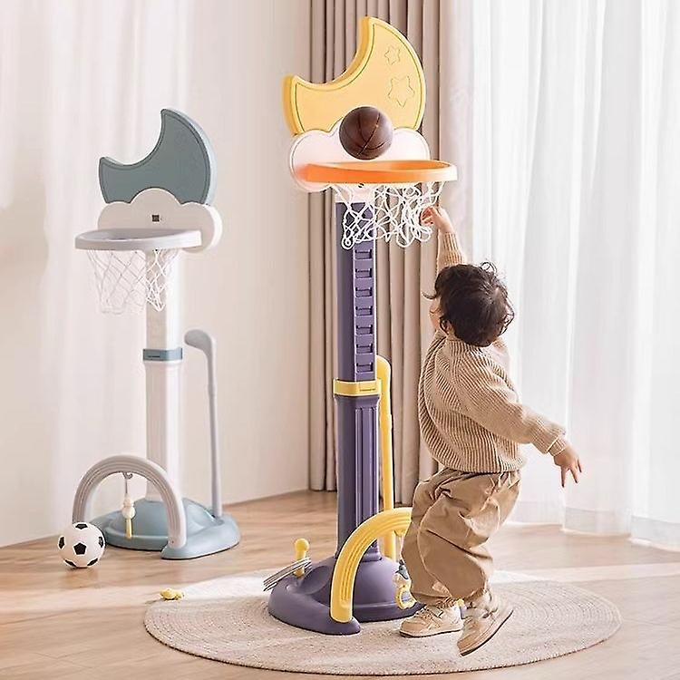 undefined Portable height-adjustable childrens mini sports basketball stand with sound and light blu
