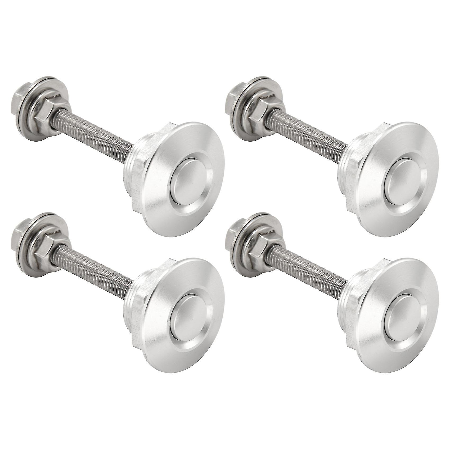 4X Quick Release Push Hood Latch Button Car Pin Lock Bumper Clip Latches Silver
