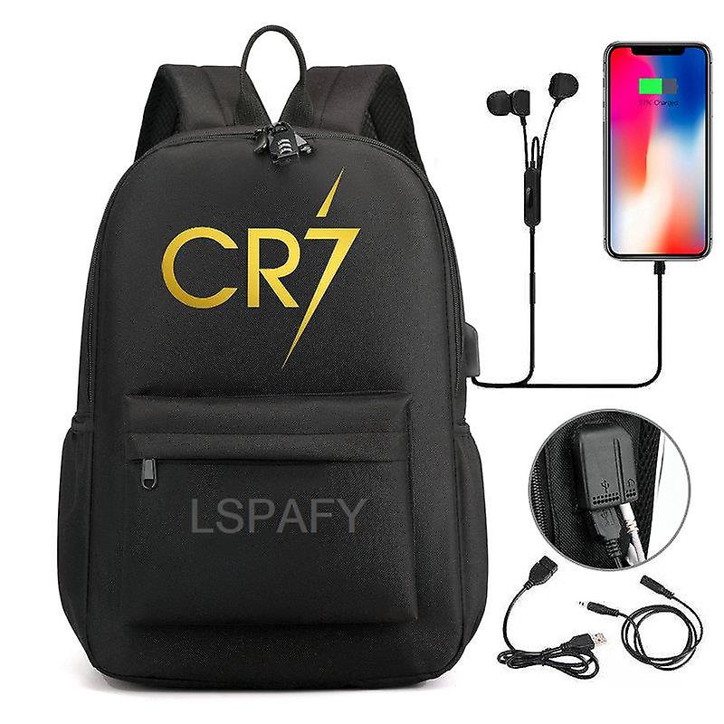 Redkid Cr7 Zaino Ragazze adolescenti Ragazzi Porta USB Canvas Borsa scolastica Cr7 Studenti Prenota Borsa Capacità Viaggio Mochila Infantil 04