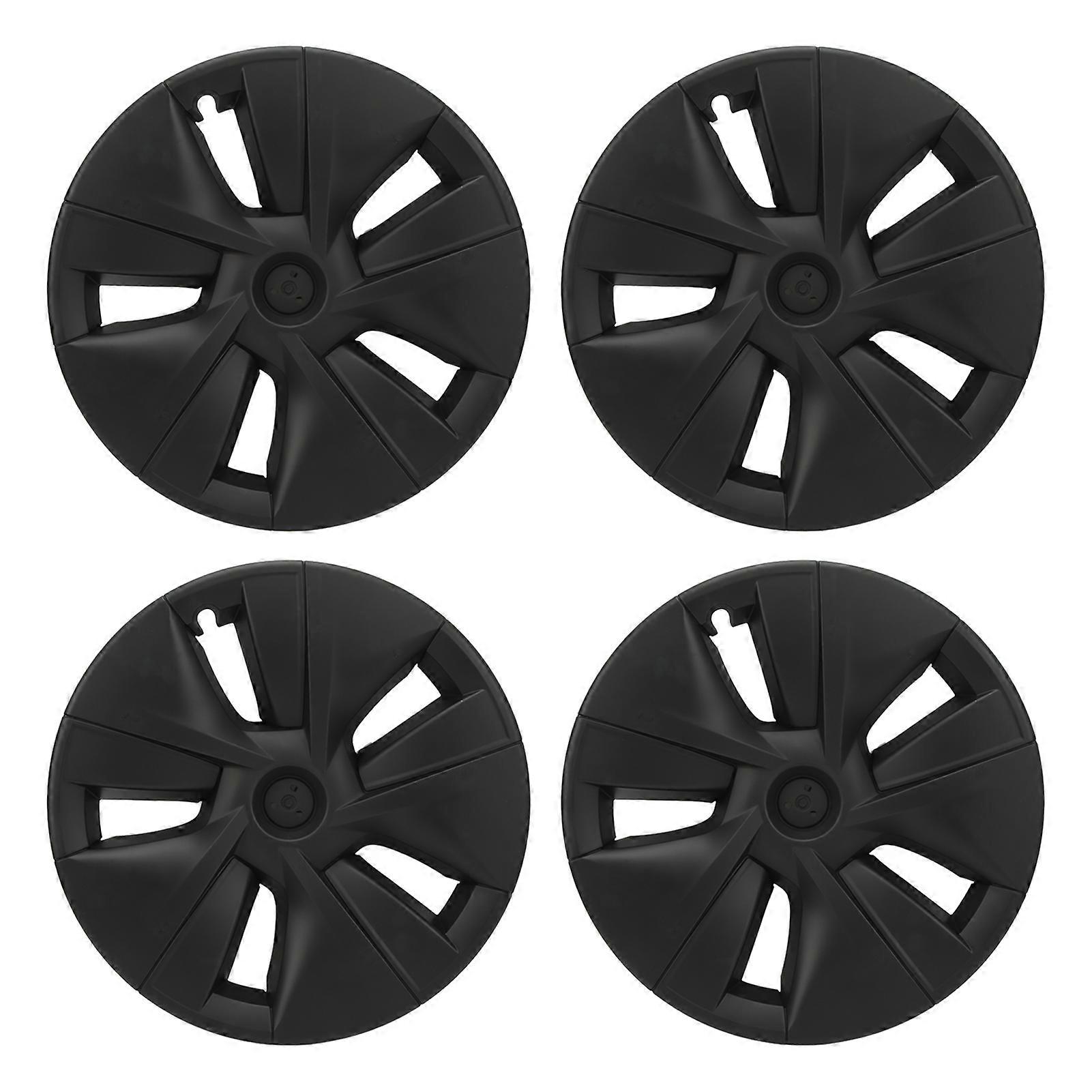 4 Pcs 18in Wheel Hub Cap Matte Black Fully Wrap Hubcap Rim Protector Trim High Strength Replacement For Tesla Model 3 20172023