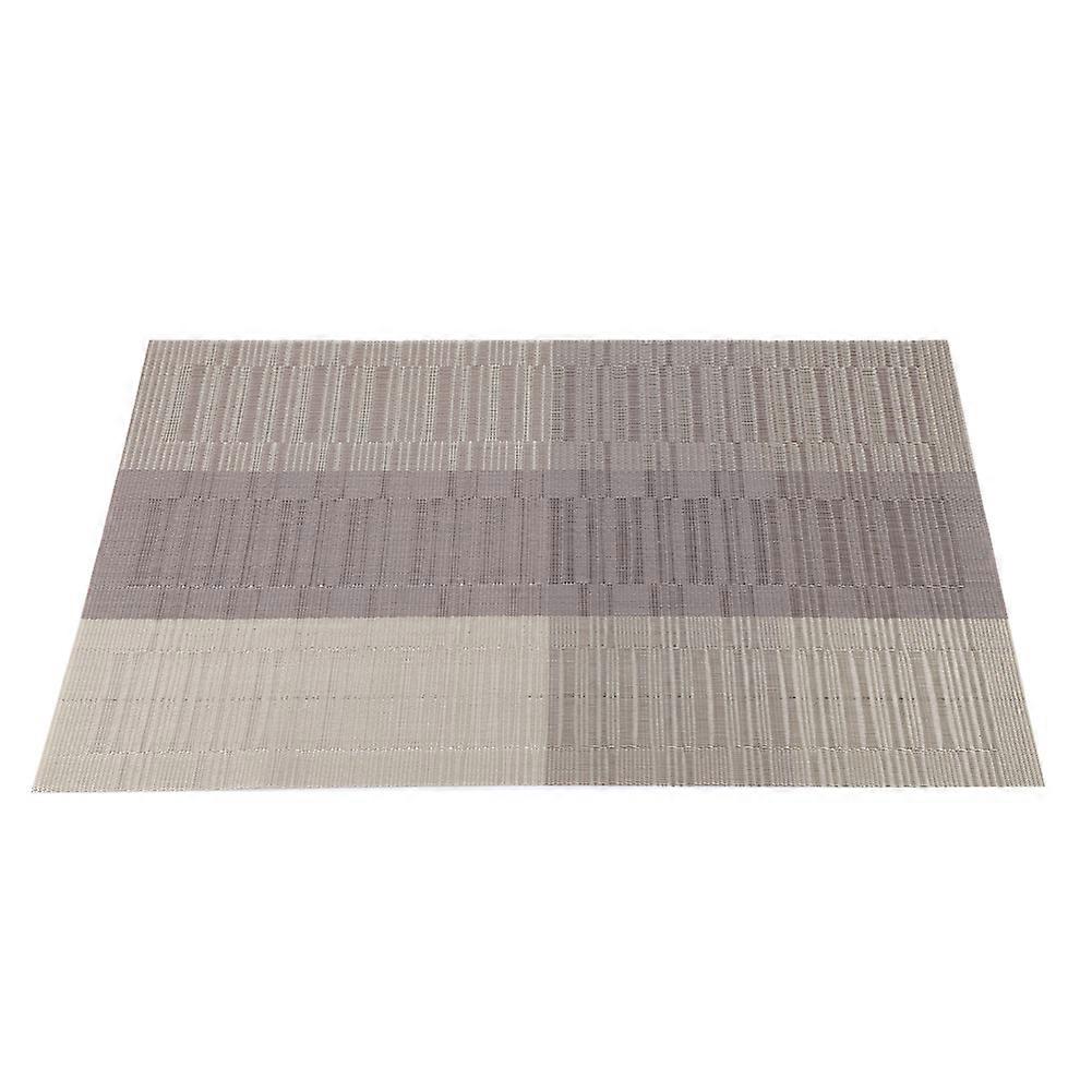 PVC Heat Insulation Placemat Waterproof Tableware Plate Fork Table Mat (Light Gray Stripe)
