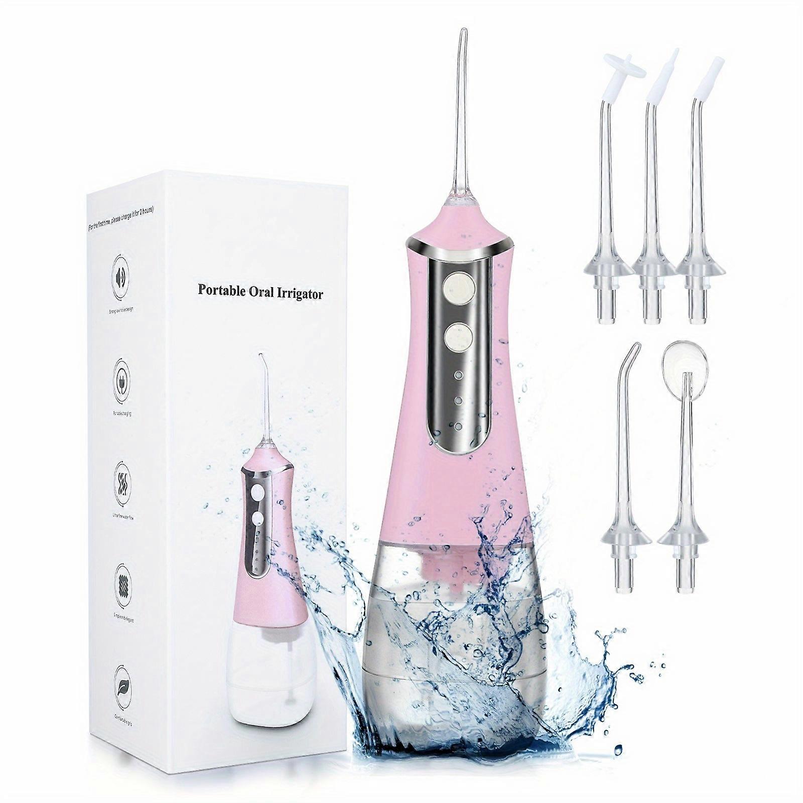 300ml Portable USB Rechargeable Oral Irrigator with 5 Modes and 6 Jet Tips - Effective Dental Water Flosser for Cleaner Teeth and Healthier Gums