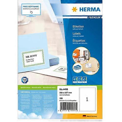 Herma High Quality Permanent Adhesion Premium Labels A4 297mm 100 Pieces