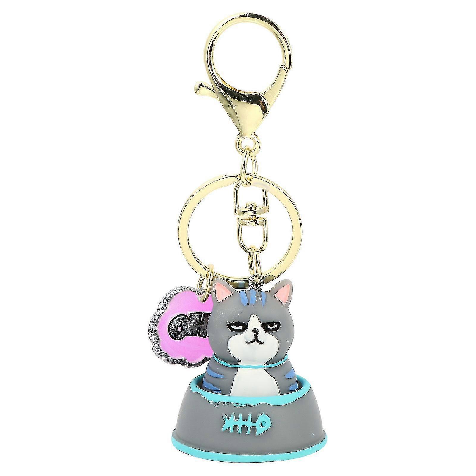 1pc Lovely Key Pendant Crafted Key Ring Multipurpose Resin Cat Pendant Keychain