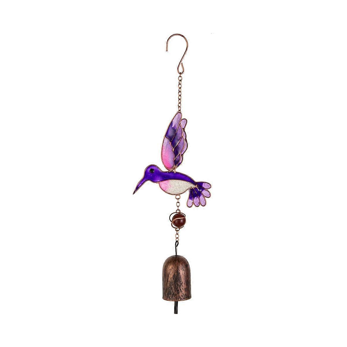 Stained Bird Suncatcher,Bird Crystal Ball Prisms Hanging Crystals Ornament Purple Bells