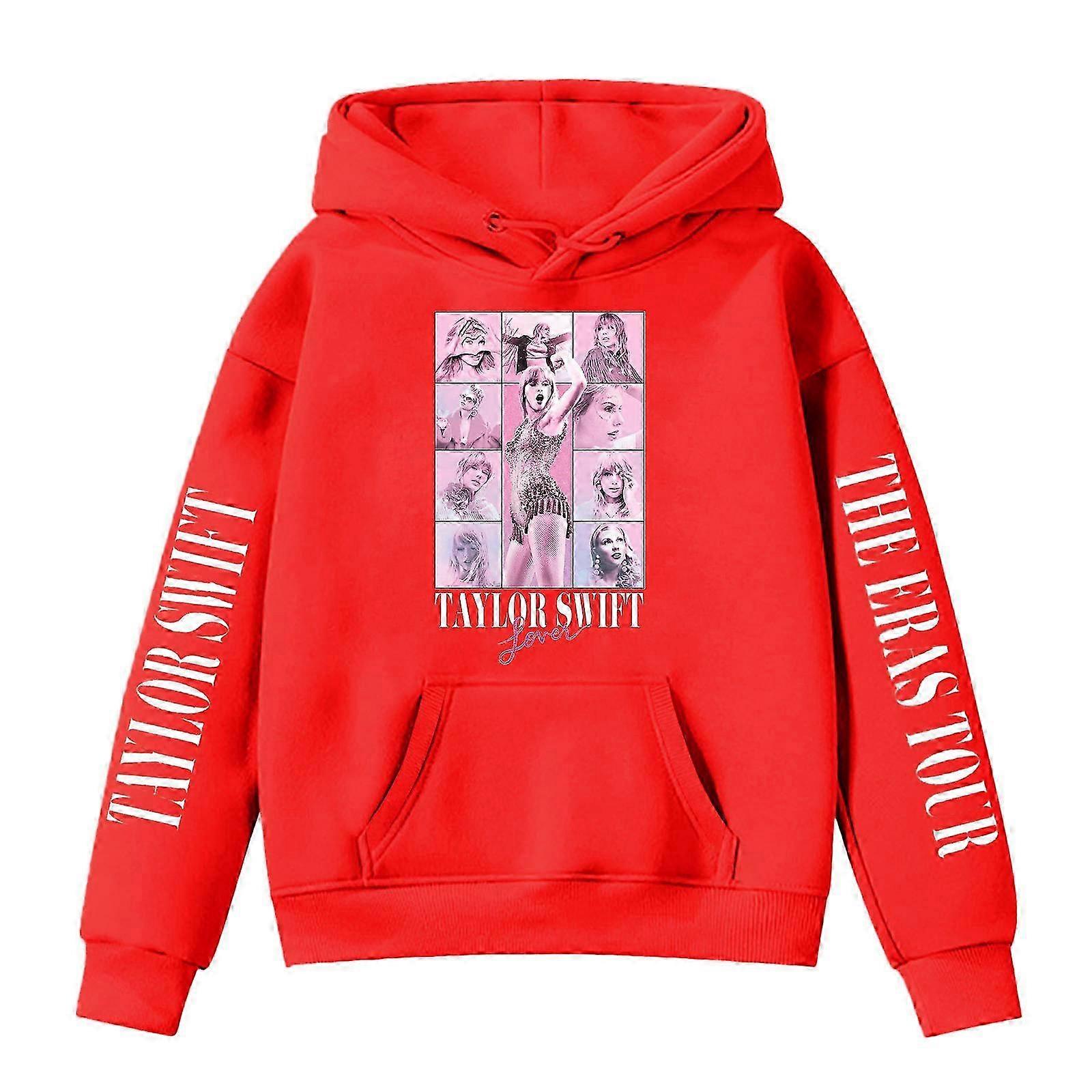 2024 New Swift Swift Peripheral Print Teen Casual Loose Hooded Sweatshirt - Red 1