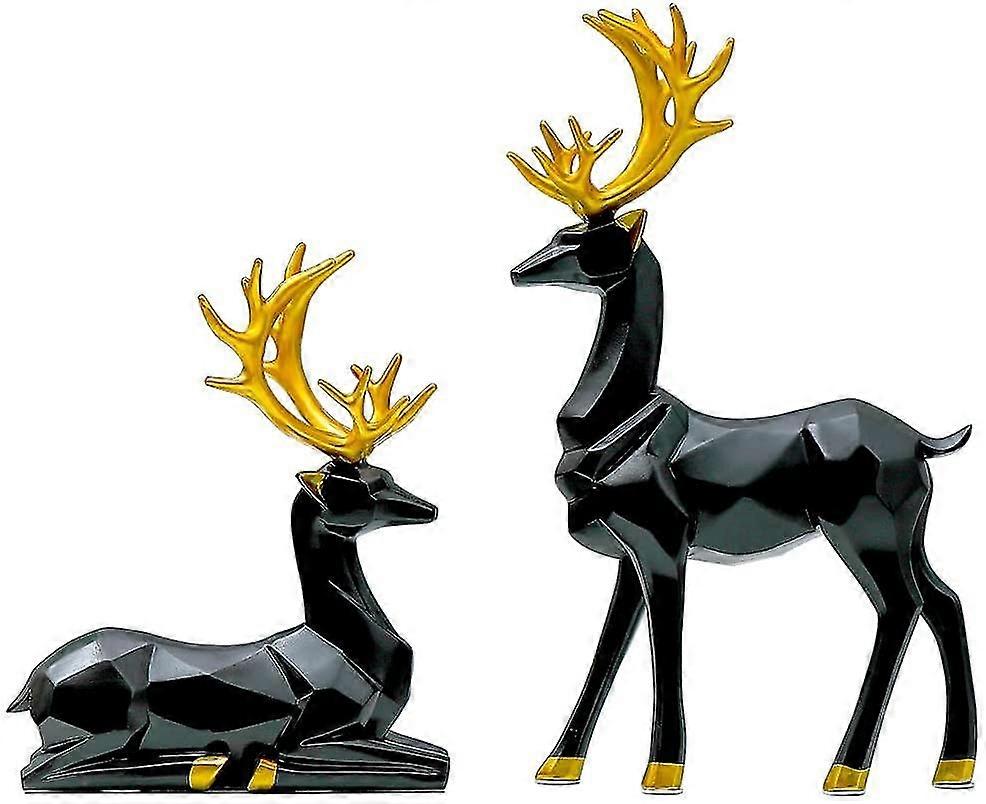 2024 Nordic Resin Geometric Elk Sculpture Sitting Standing Deer Statue Christmas Reindeer Home Decoration