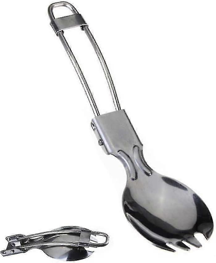 2 قطعة أدوات مائدة قابلة للطي من الفولاذ المقاوم للصدأ قابلة للطي Spork خفيفة الوزن في الهواء الطلق ملعقة شوكة