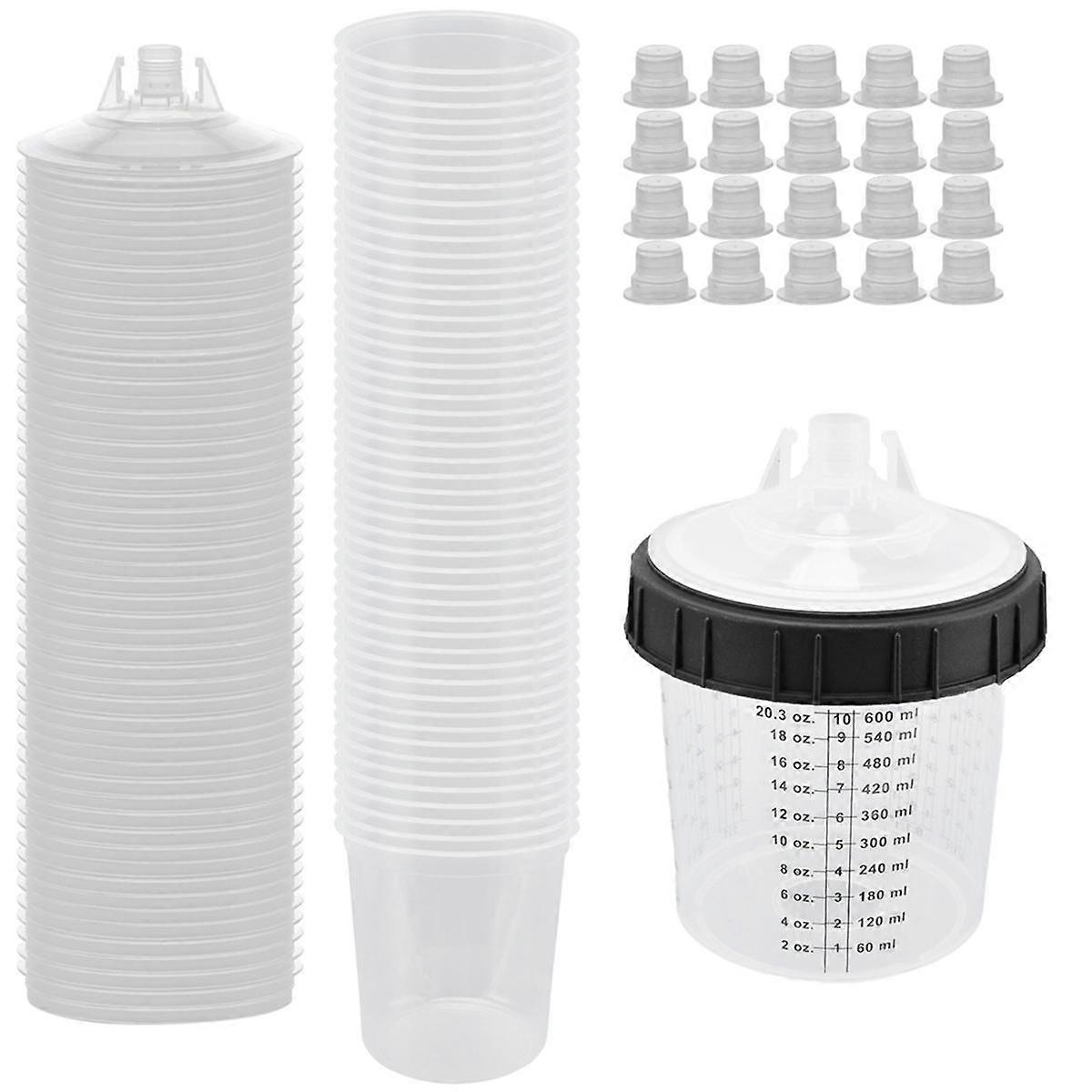 Master Paint System Disposable Paint Cup Liners & Lid System, 50 Pack Mini Size 20 Ounce (600ml) Kit