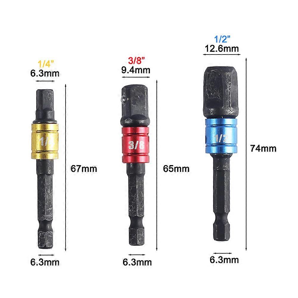 1/4 3/8 1/2 Bit Set Shank Drill Socket Adapter for Impact Driver with Hex Shank to Square Socket Drill Bits Bar ExtensionTools
