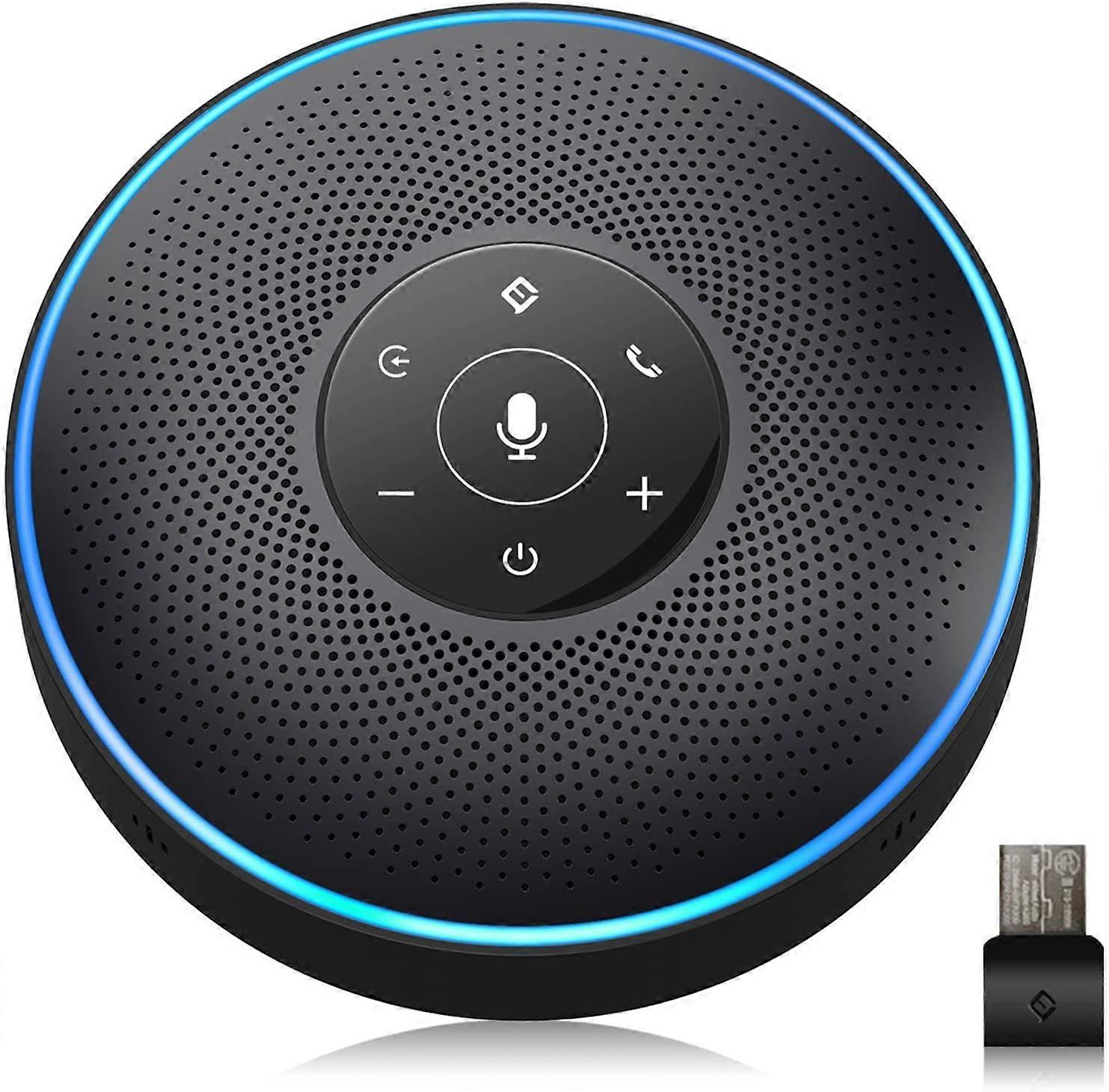 Bluetooth høyttalertelefon - eMeet M2 svart konferansehøyttaler for 5-8 personer forretningskonferanse 360 stemme pickup 4 AI mikrofon selvadaptiv konferanse