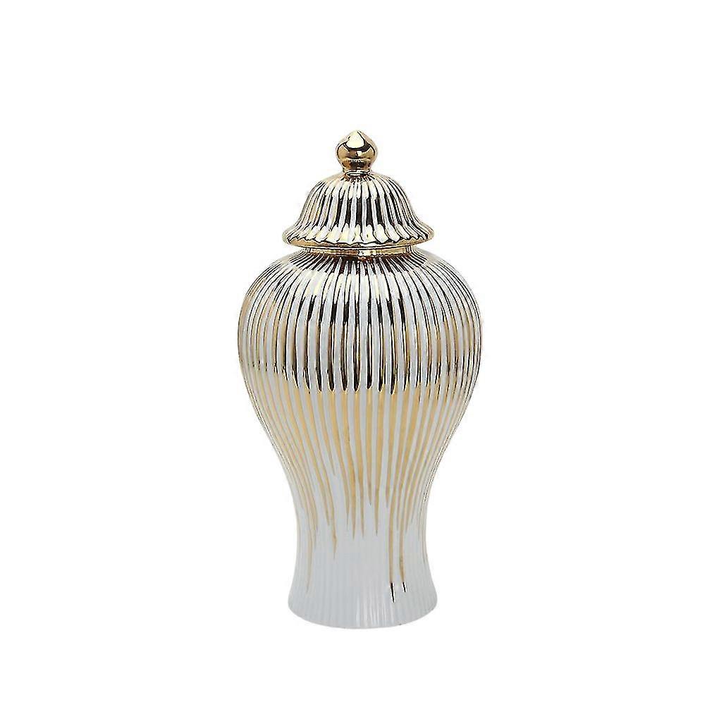 Ceramic Electroplating Jar Table Gold Edge Dining Hall Countertop Vase-Excellence