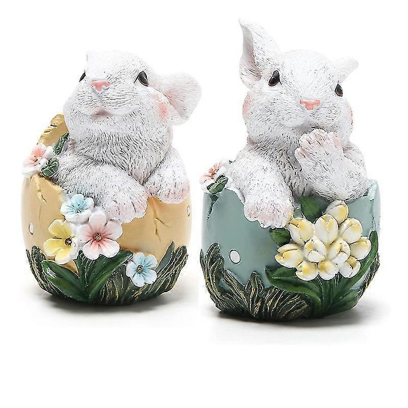 Easter Bunny Resin Statue Ornament, 2pcs