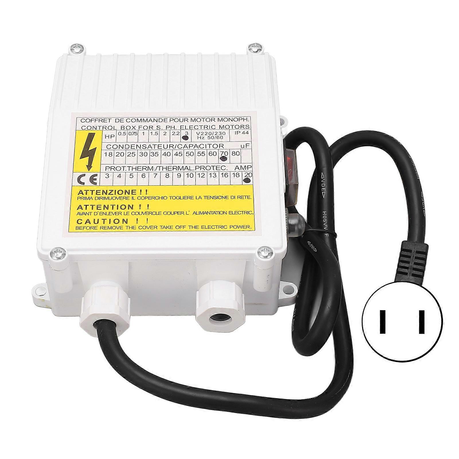 Deep Well Pump Control Box Household 3.0HP Submersible Switch Controller 2.2KW 70uf 20A US Plug 110V