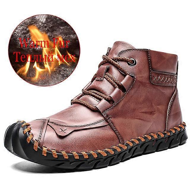 מותג קלאסי חורף מגפי גברים עבה קטיפה חמה מגפי שלג גבריים איטליה מגפי קרסול גבר בעבודת יד עמיד למים גבר מונע החלקה מוקסינים