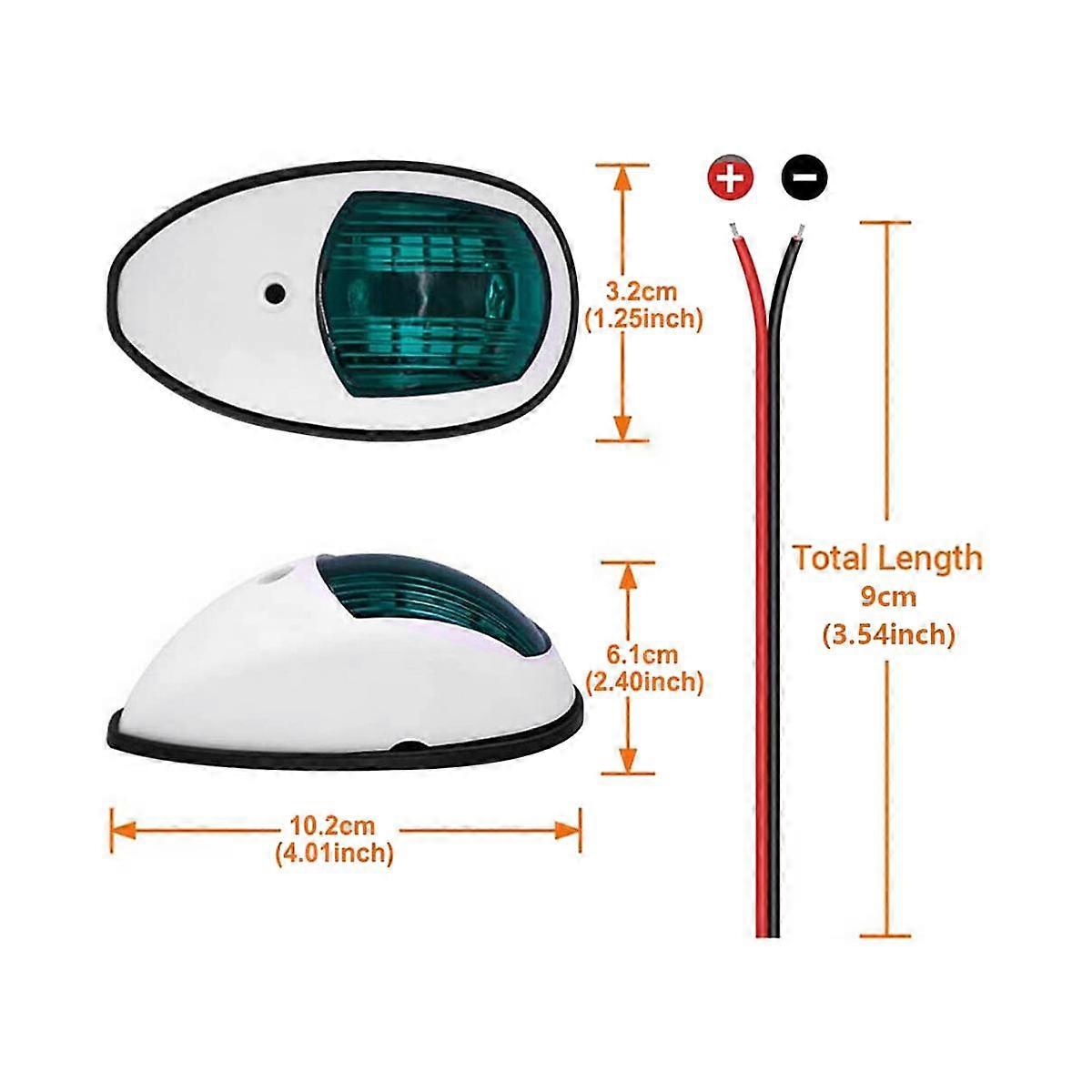 Paire De Feux De Navigation LED Bateau – Rouge Et Vert – 12-24V – IP67 étanche – Noir – Installation Facile