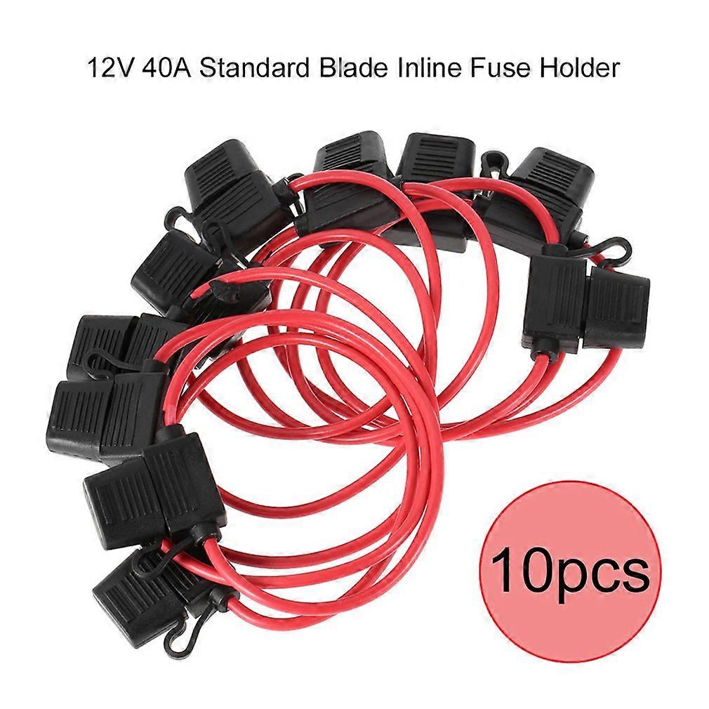10pc 12V 80A Standard Blade Inline Fuse Holder with Waterproof Dustproof Cover
