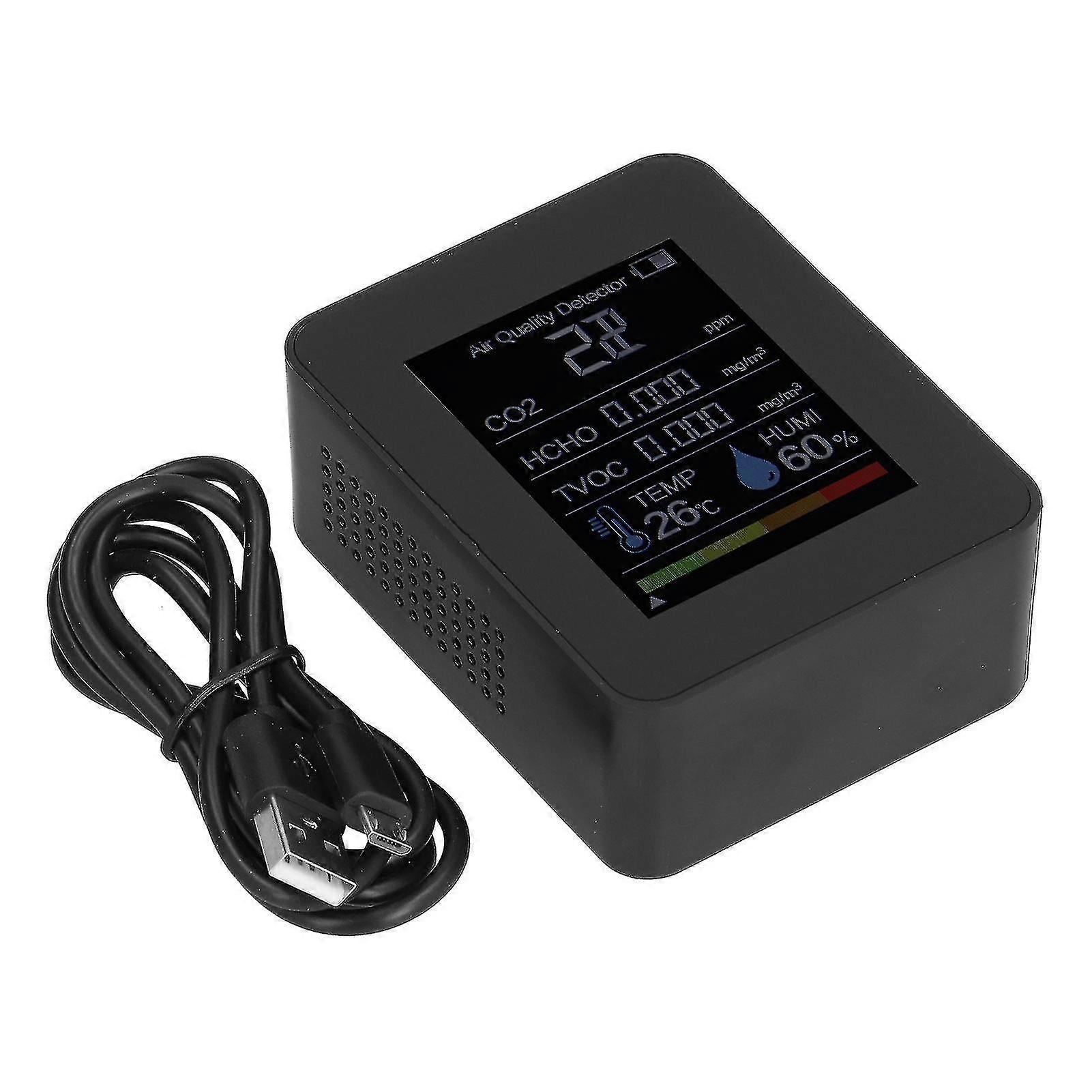 Znaz2co3 infrared sensor 5 in 1 multifunctional carbon dioxide detector for home(black )