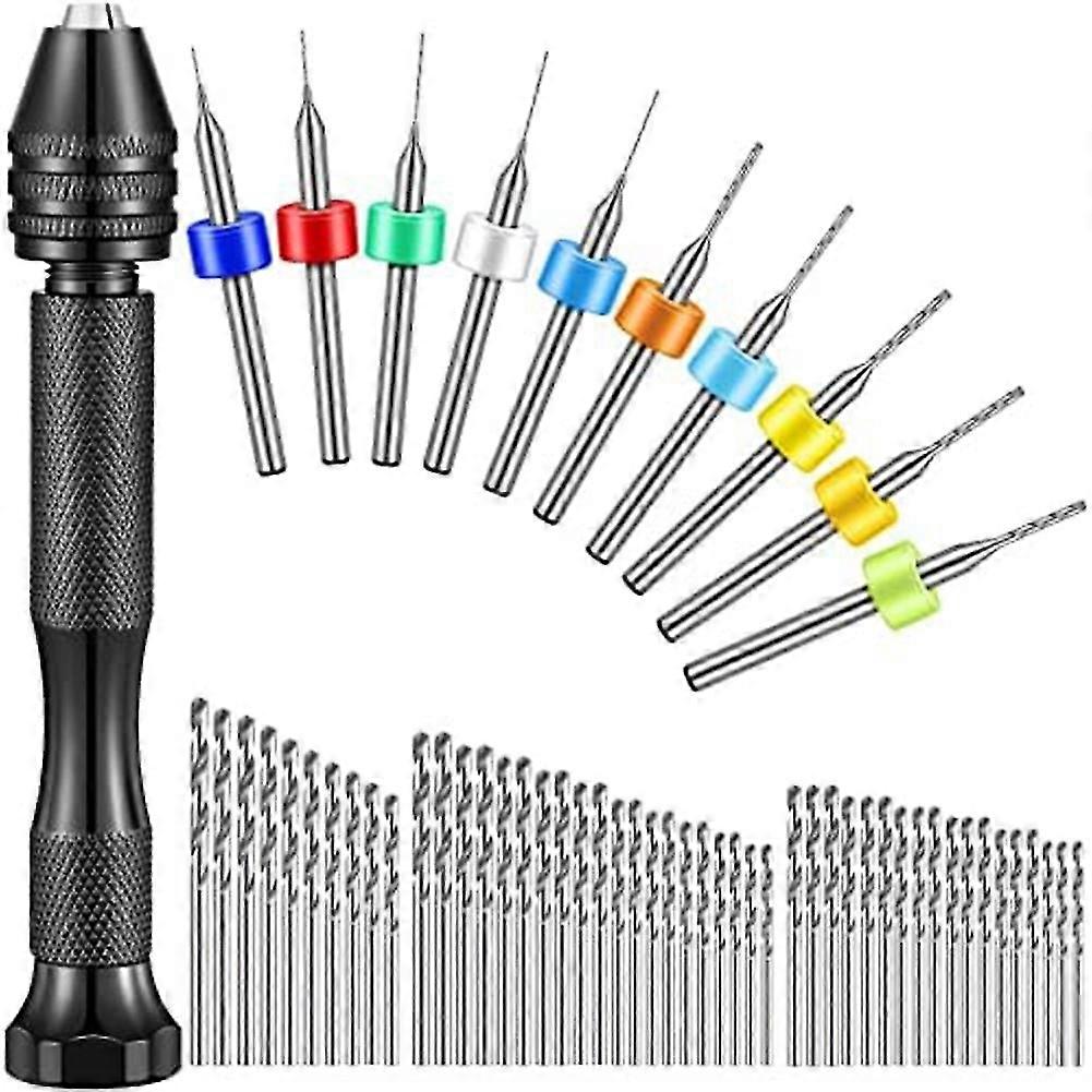 59pcs Hand Drill Bits Set,49pcs Metal Pin Vise Hand Drill Mini Mini Twist Drill Bits And 10pcs Carb