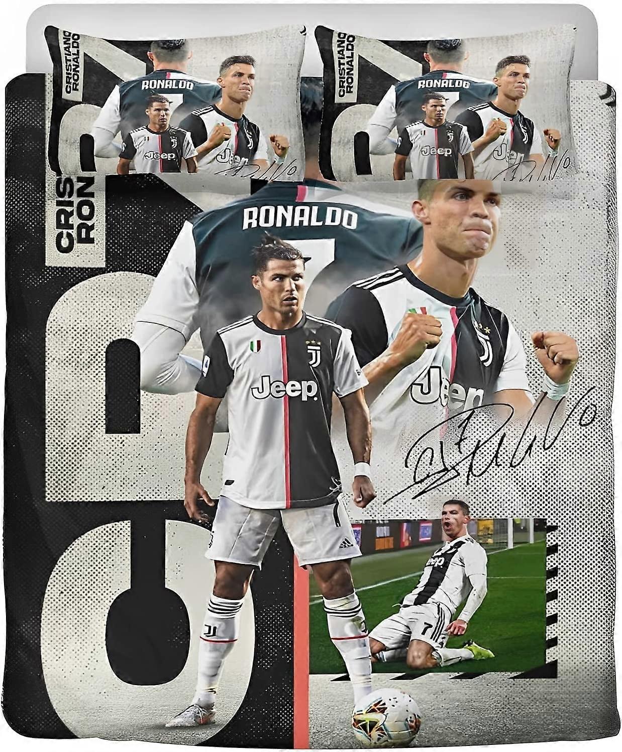 Lakan g1617 Fotboll CR7 påslakan, Ronaldo Microfiber sängkläder set 3PC barn täcke täcke set tq1617 lakan