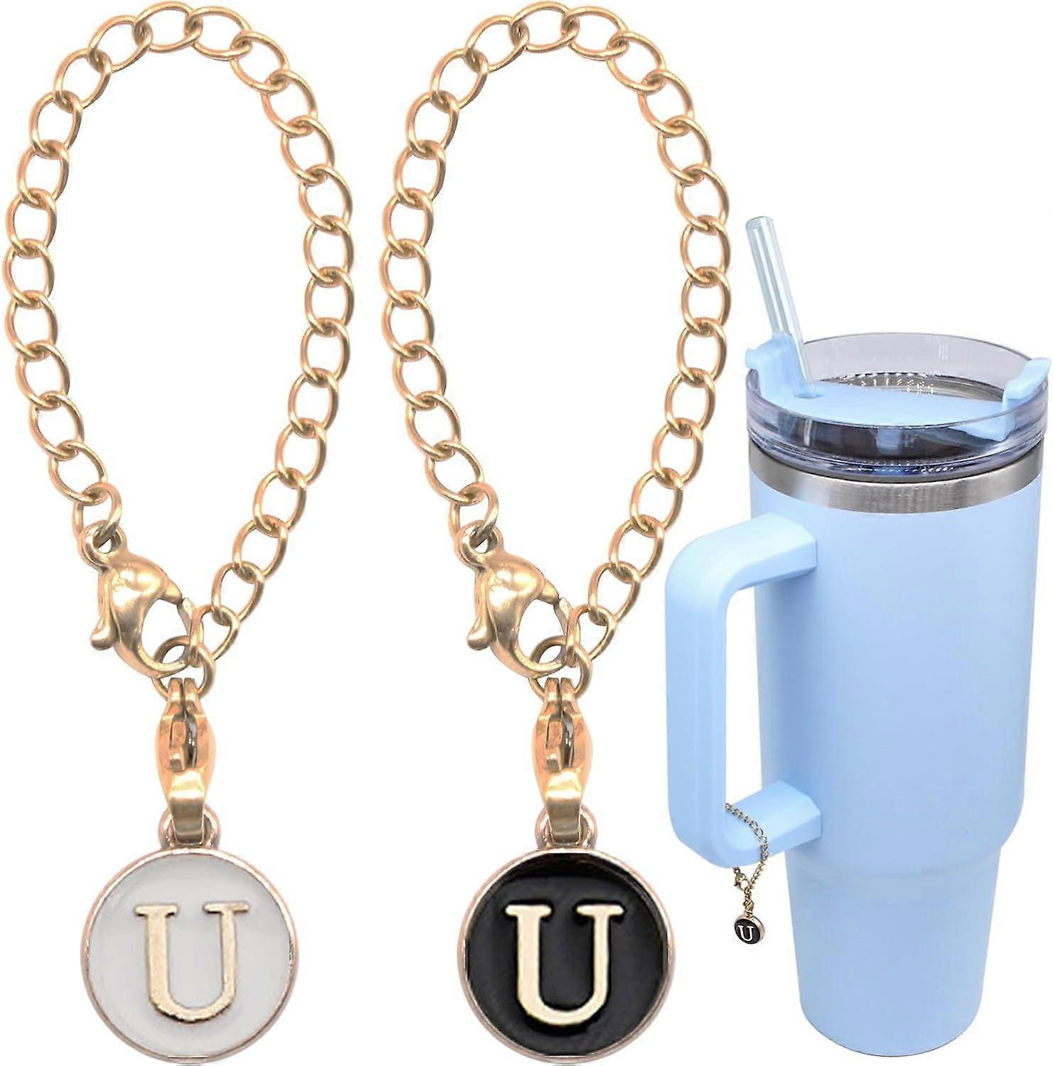 Písmeno přívěsek doplňky pro Stanley Cup, 2PCS ID počáteční písmeno přívěsek Personalizované pro Stanley Tumbler Cup identifikační rukojeť písmeno přívěsky