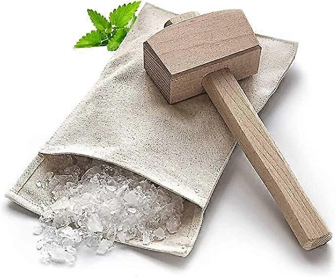 ZK-Manual crushed ice packs and icebreakers, reusable cotton crushed ice packs with wood slats kitchen accessories kit for crushing dry ice. (2