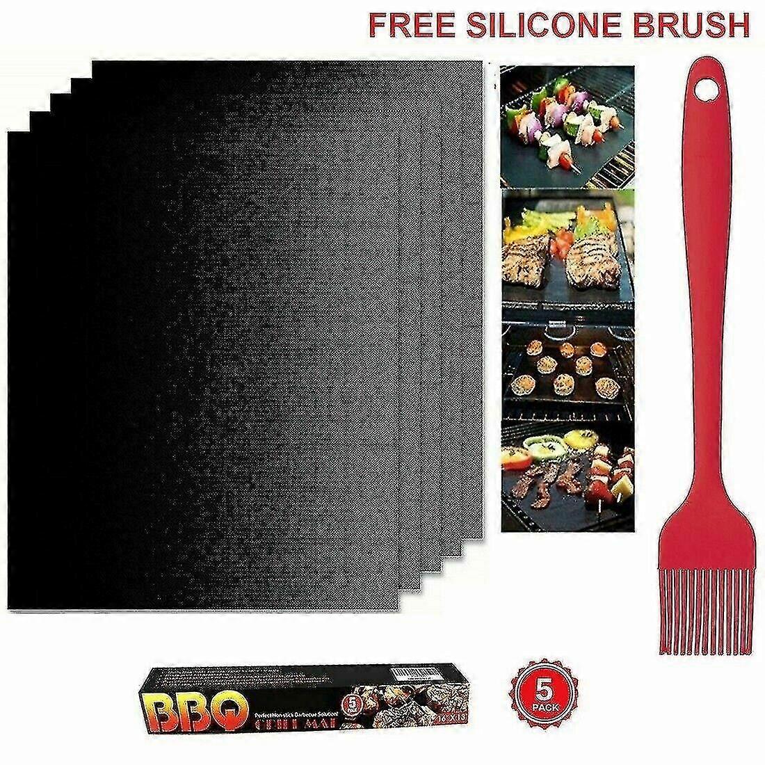 5 x BBQ Grill Matta Non-Stick Ugnsfoder Teflon Matlagning Bakning Återanvändbar Plåt Pad -Suzuka