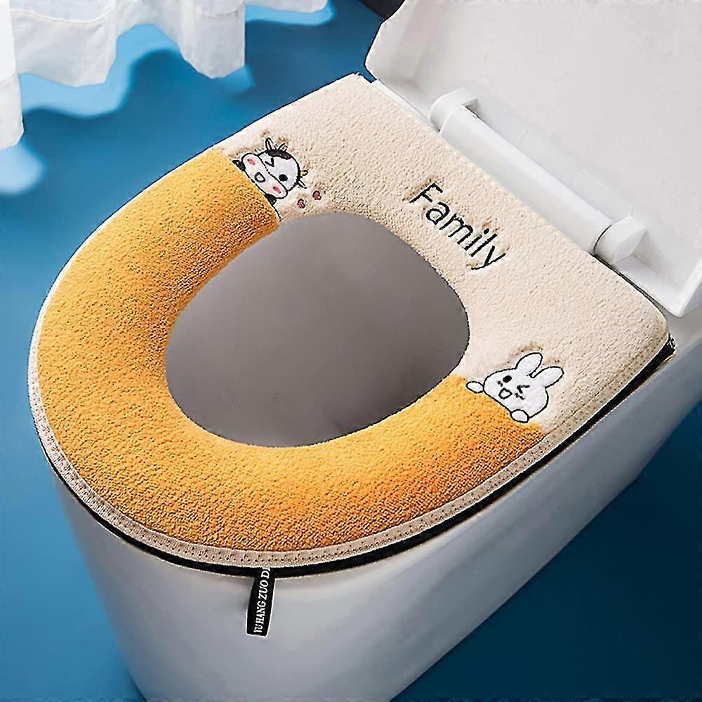 Cartoon Washable Toilet Seat Cover Pad Reusable Warm Plush