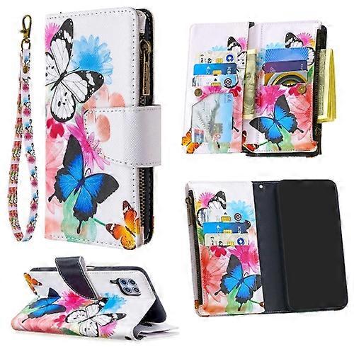 For Huawei P40 Lite Colored Drawing Pattern Zipper Horizontal Flip Leather Phone Case