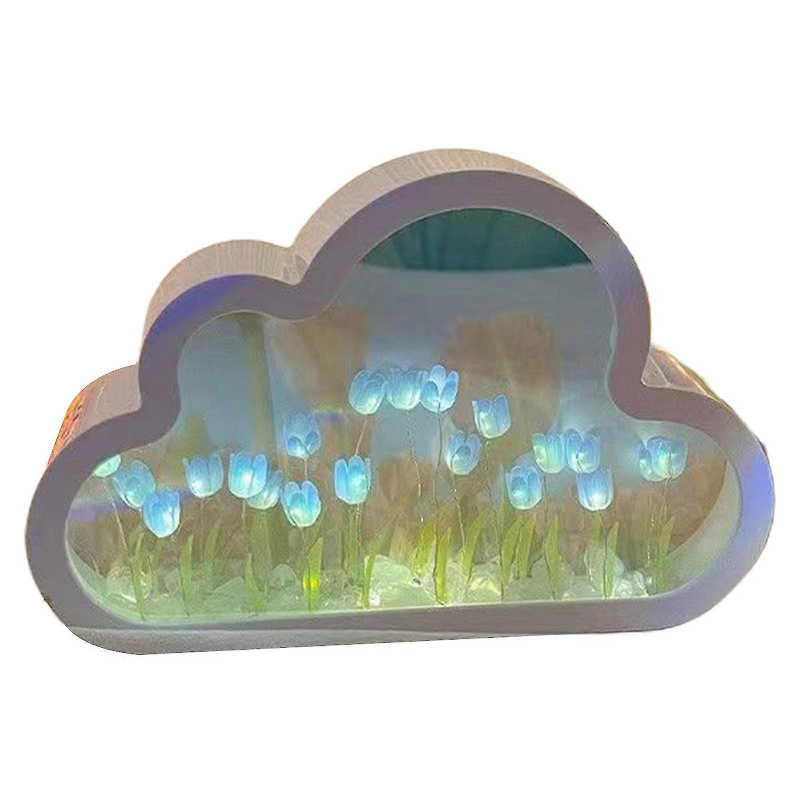 Diy Tulip Night Light Soft Lighting Flicker Free Battery-operated Simulation Flower Cloud Tulip Mirror Table Lamp Decoration - SNNGV