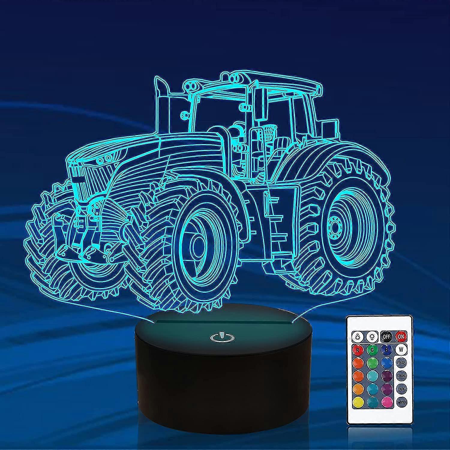トラック3Dイリュージョンナイトランプ、トラクター16色調光可能なホログラム照明、スマートタイマーおもちゃUSB充電テーブルデスクベッドルーム装飾を変更する