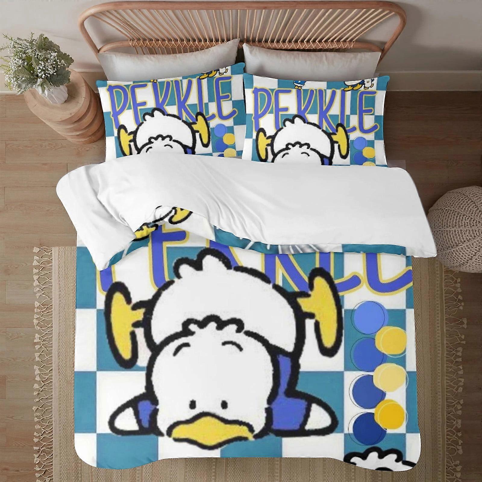 v6382 Povlečení Ložní prádlo Pekkle 3-dílná sada povlečení1 povlak na přikrývku +2 povlaky na polštáře pro děti Chlapci Dívky Dospělý Kreslený Teplý Roztomilý Móda Dovolená Dárek G