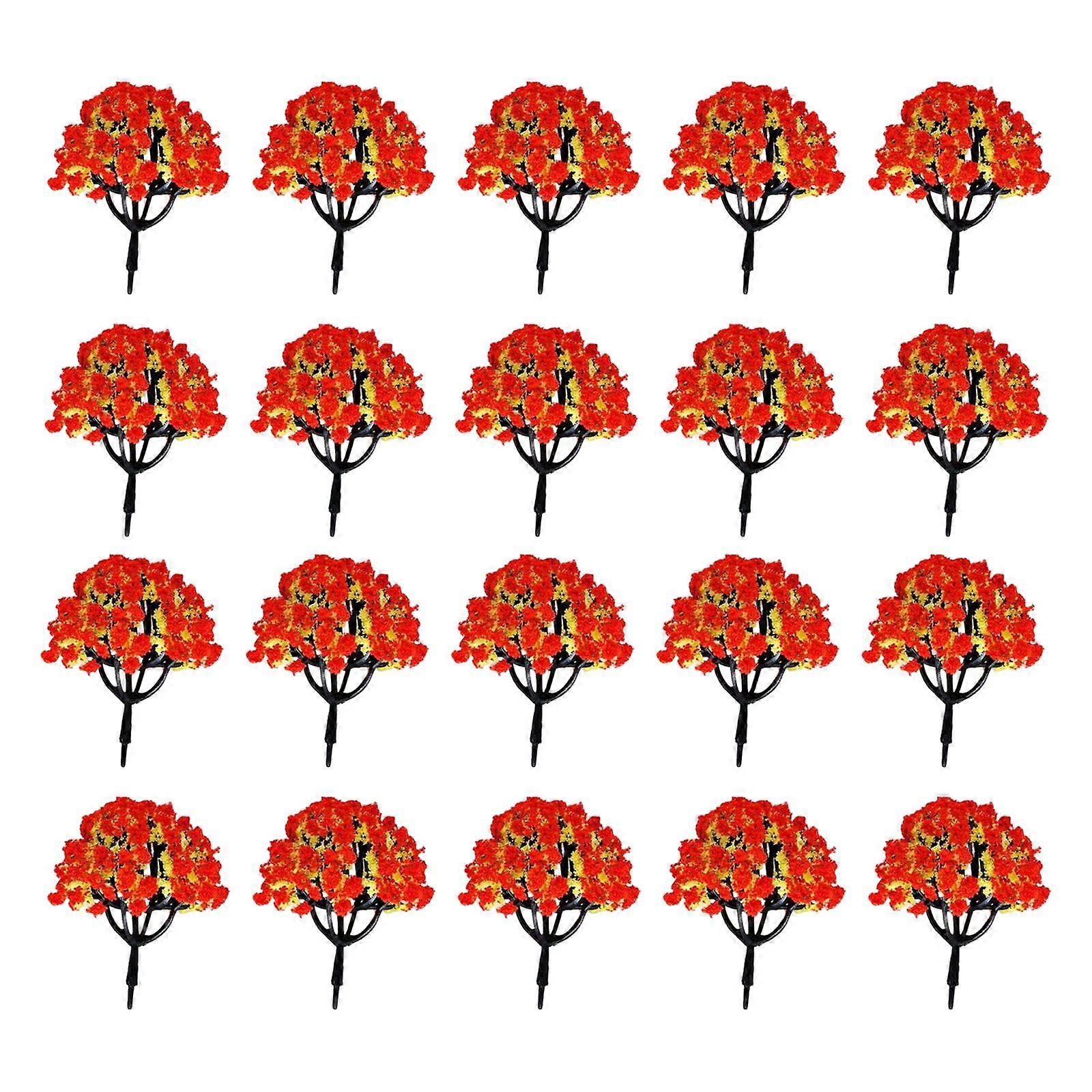 20Pcs Miniature Railways Scenery Model Model Trees Model Scene Toys Gift red yellow tree