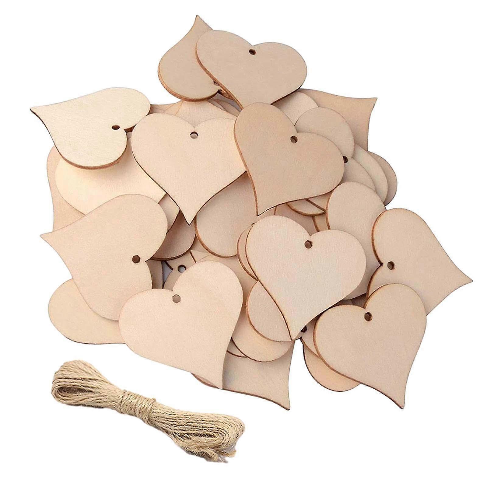 100 Parça Parti Favor Etiketler Kolye Süsler Delikli Dekoratif Ahşap Dilimler Bitmemiş Boş Ahşap Parçaları DIY El Sanatları için