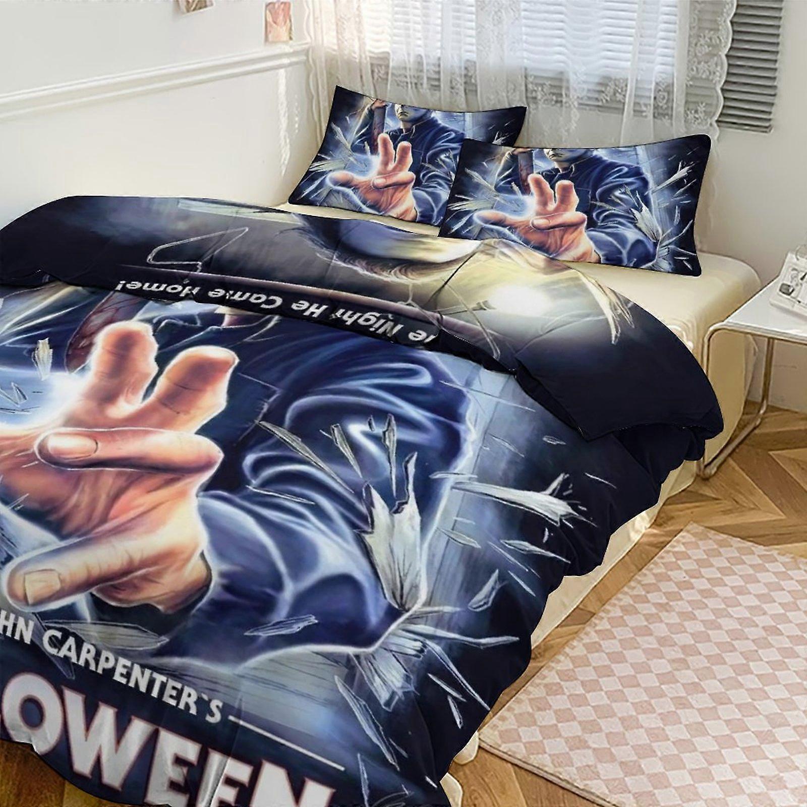 Ez387 Michael Myers Print Bedding Set Pattern Duvet Cove Set 3 Pieces 1 Quilt Cover And 2 Pillowcases for Women Men Teens Multiple sizes to choose fro