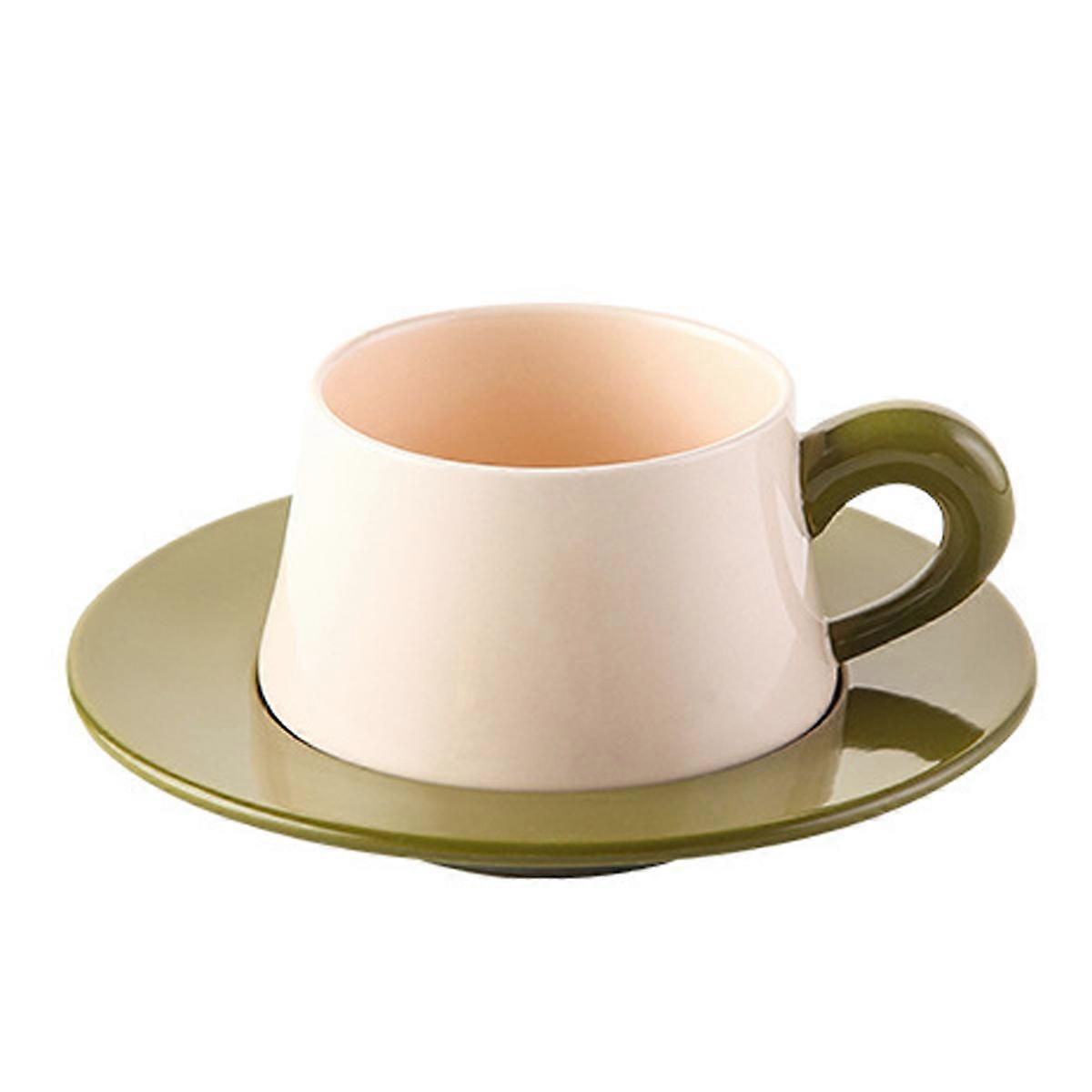 280ml Ceramic Coffee Mug Macarons Series with Saucer Tea Cup