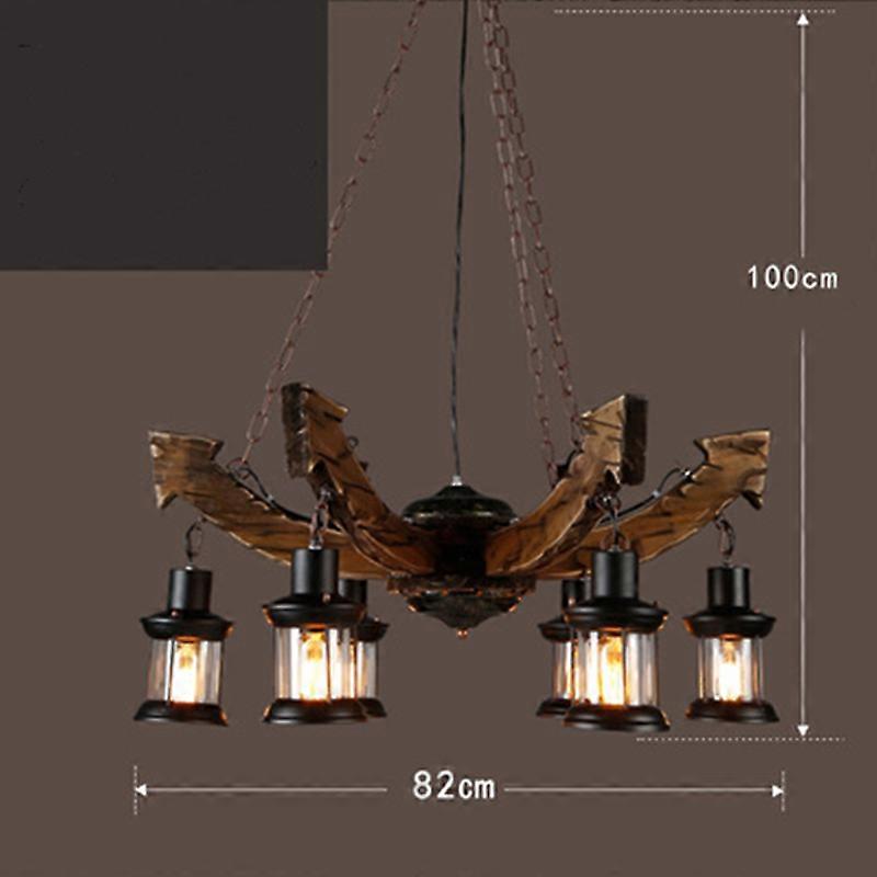 Lampe suspendue industrielle en bois massif style rétro style bateau ancien, luminaire décoratif d'intérieur, idéal pour un salon, une salle à manger ou un bar