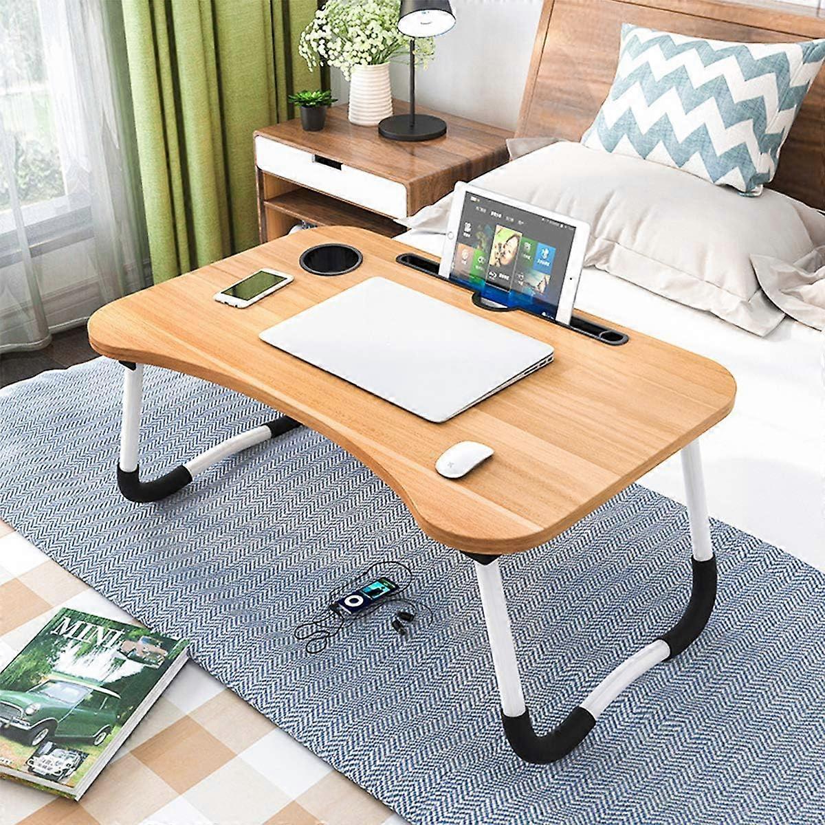 KXJ-Laptop bed table, for serving tray, notebook stand, reading table, stable portable, bed tray with cup slot, multi-function table