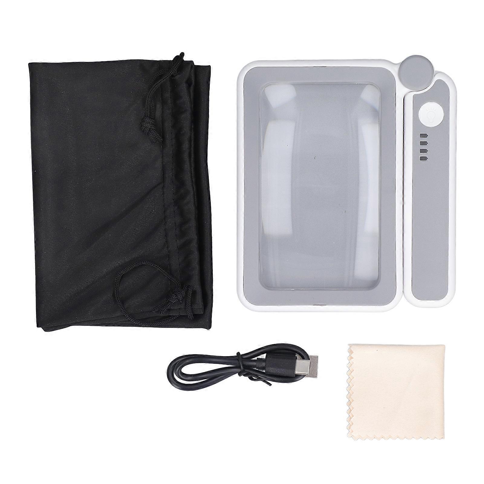 Handbediend vergrootglas 4x vergroting 10 LED-verlichting 3 niveaus regelbaar navulbaar rechthoekleesvergrootglas