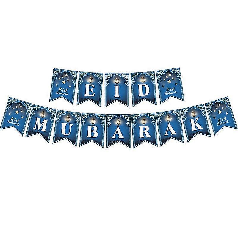 Eid Mubarak Banner Moon Star Castle Pendant Hanging Ornament Pull Flag