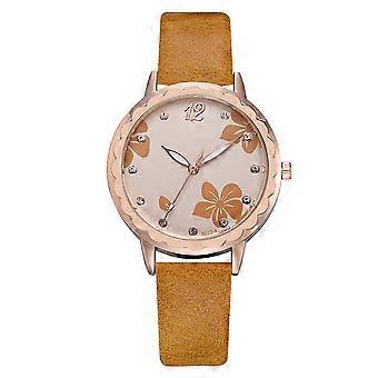 Nuevo reloj de pulsera unisex de moda con correa de PU para hombres y mujeres reloj de regalo (naranja)