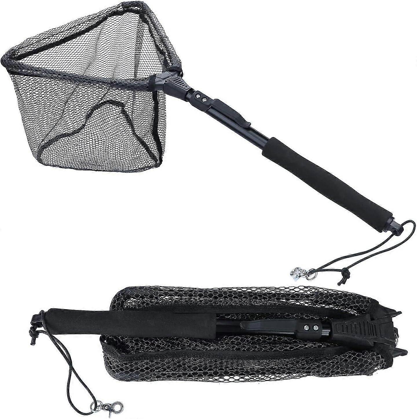 Foldable Collapsible Fishing Net - Telescopic Pole, Durable Nylon Mesh