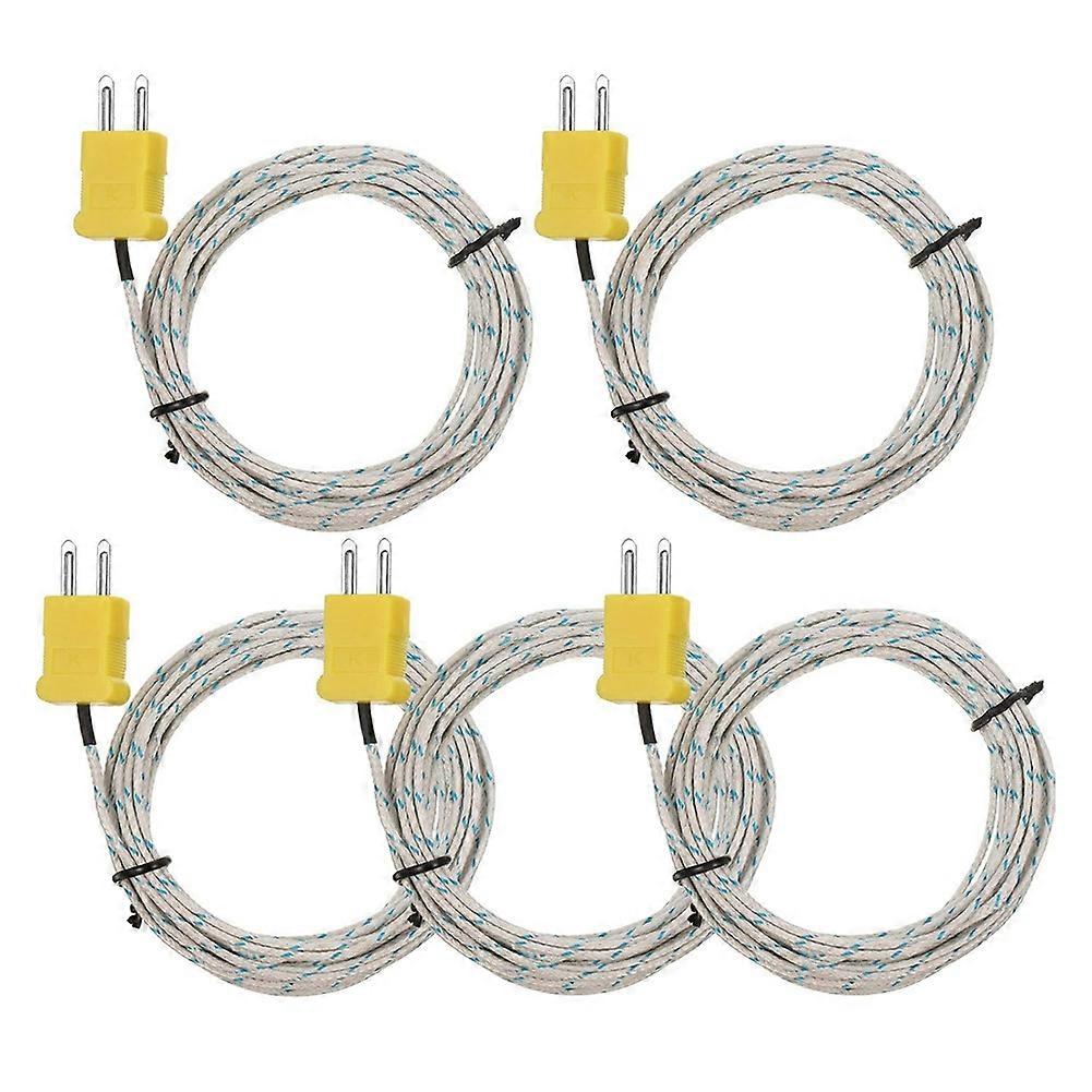 5 piezas de 3 metros de sensor de sonda de temperatura de termopar tipo K rango de medición de -50 a 400 grados centígrados, con TM902C