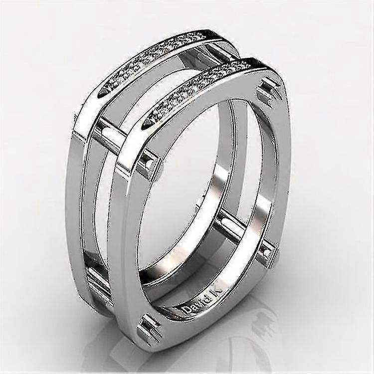 Punk Style Silver Plated Point Diamond Double Ring - Fashionable Silver-plated Point Diamond Double Ring