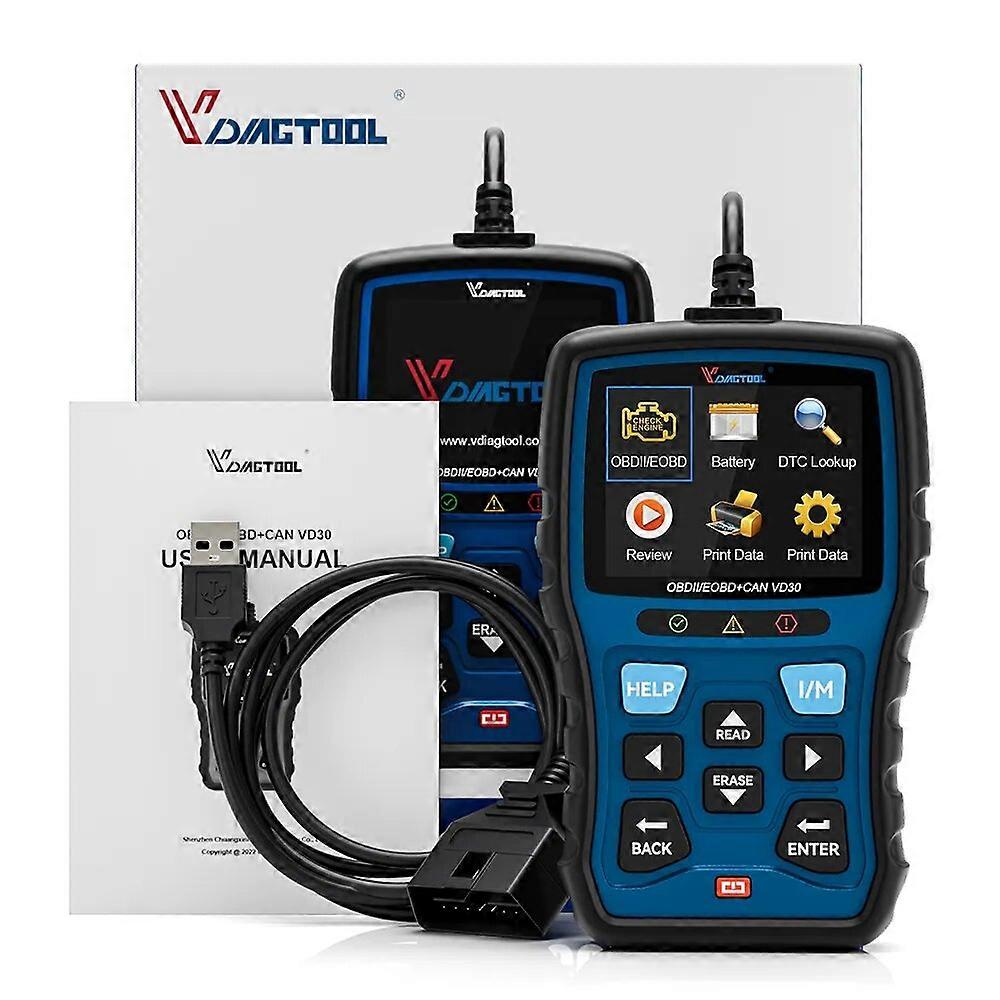 VDIAGTOOL VD30 OBD2 Scanner DTC Lookup Code Reader I/M Readiness Enhanced Automotive Scan Tool Check Engine Light Free Update