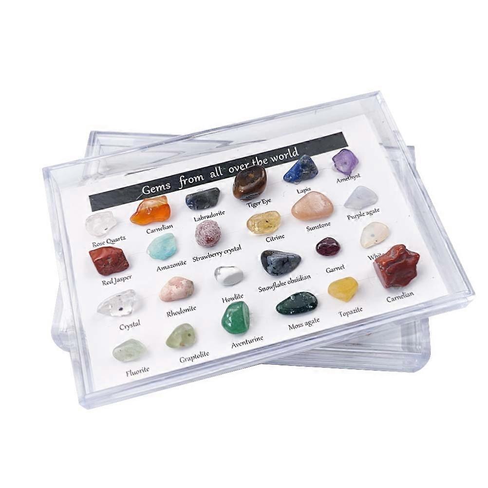 Christmas Advent Calendar 24 Pcs Natural Crystal Agate Stone Rocks Mineral Gift Box